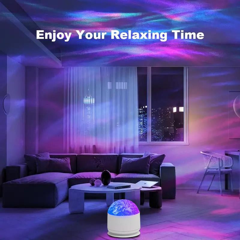 Ocean Wave and 3D Water Ripple Projector Light – 16-Color Round Lamp with Remote Control for Relaxation and Romantic Ambiance