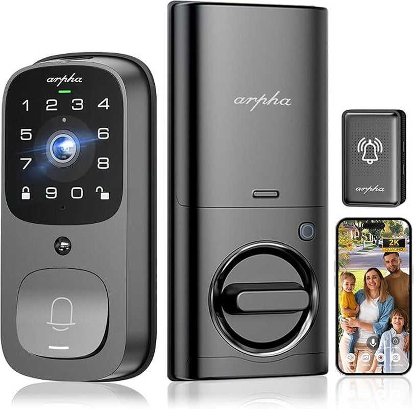 Arpha AL501 Wi-Fi Smart Door Lock with 5-in-1 Fingerprint Entry, Two-Way Audio, Dual Motion Sensors, App Remote Control, Keypad Access, and IP65 Waterproof Rating