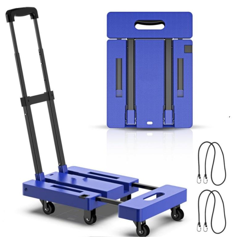 Heavy-Duty Folding Hand Truck Dolly - 500 lb Capacity, 6-Wheel Collapsible Cart with Elastic Straps for Efficient Transport and Moving Solutions