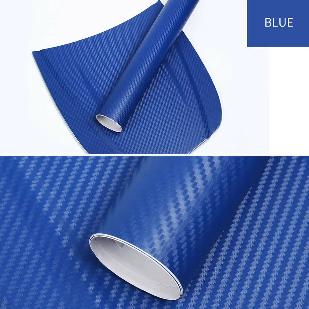 30Cmx127Cm 3D Carbon Fiber Car Stickers Roll Film Wrap Car Motorcycle DIY Styling Vinyl Black Colorful Decal