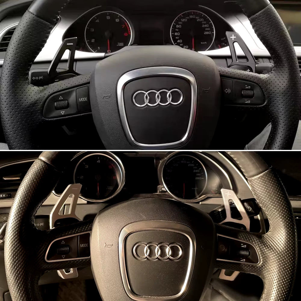 Audi Paddle Shifters for A4 B8, A3 8P, S3, A5, A6, S6 C6, Q5, A8, R8, TT, TTS MK2 8J, and Avant - DSG Styling Steering Wheel Extensions