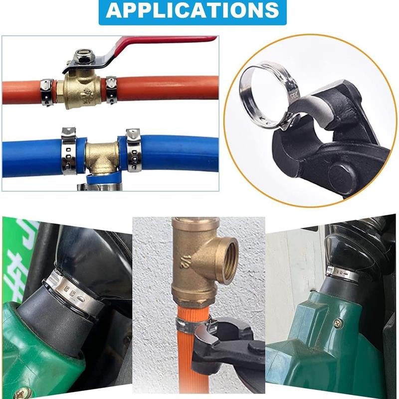 192 Professional Grade Single Ear Hose Clamps - 12 Sizes (5.3-33.1 mm) - Crimped 304 Stainless Steel - Ideal Gift for Dads