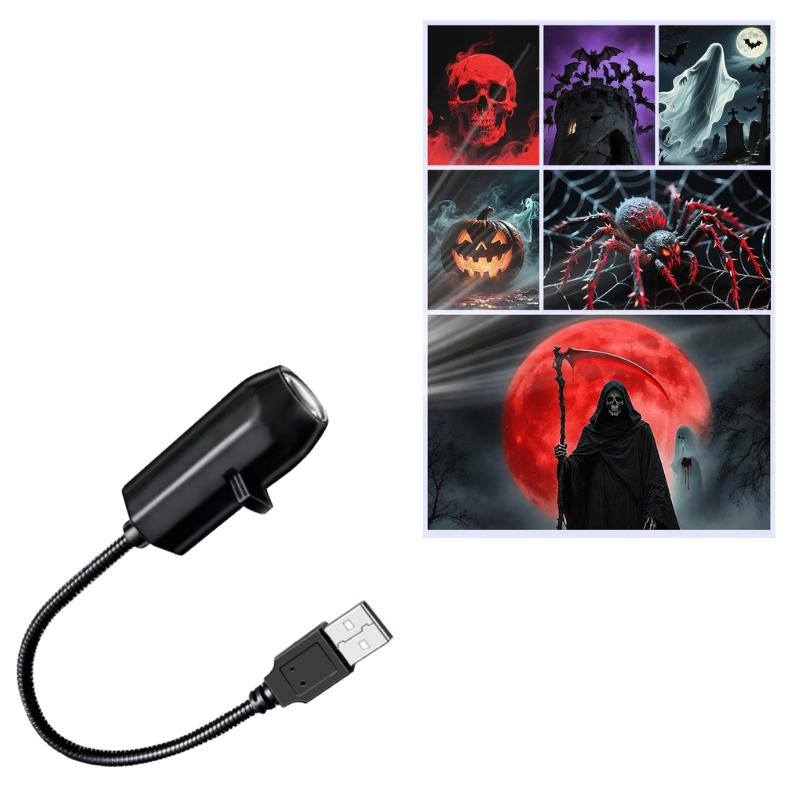 Joytutus L-705 USB-Powered LED Halloween Grim Reaper and Ghost Projector Lamp - Sound Activated Atmosphere Light for Room and Car Decor