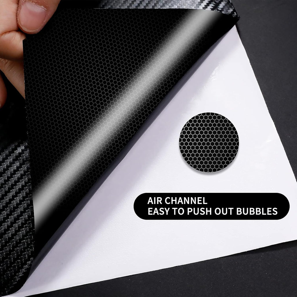 3D Matte Black Carbon Fiber Vinyl Wrap for Automotive Use, 1ft x 5ft Roll with Application Tools Included