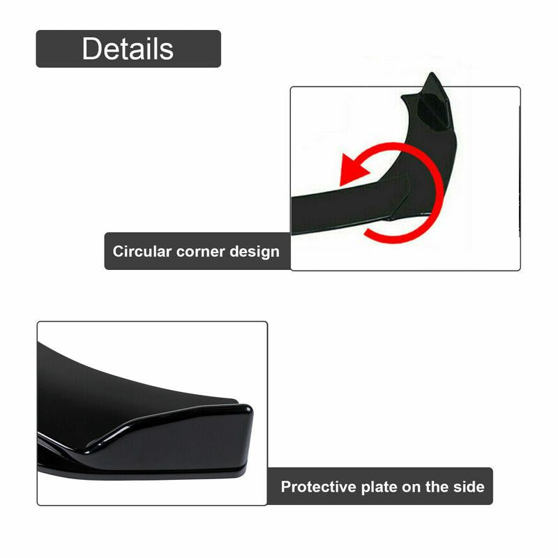 Car Front Bumper Lip Spoiler Kit with 74.5 cm Side Skirts, 35 cm Rear Bumper Lip, and Adjustable Splitter Rods