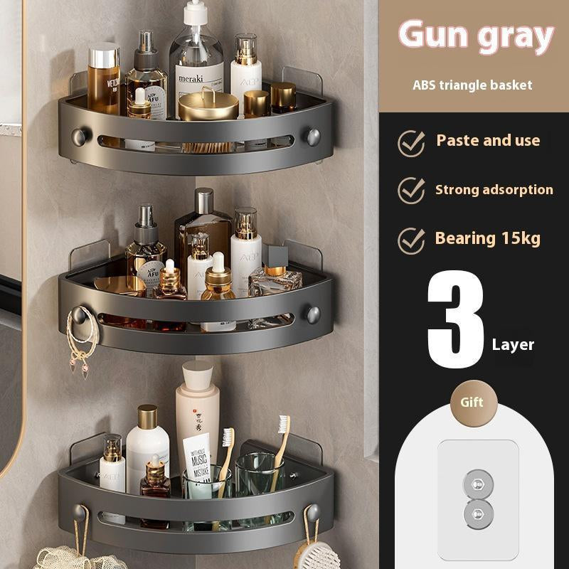 3-Pack Black Triangle Shower Caddy - 3-Tier Corner Shelf Storage Rack, Drill-Free Wall-Mounted Organizer with 40 lbs Load Capacity for Bathroom Accessories, Towels, and Toiletries