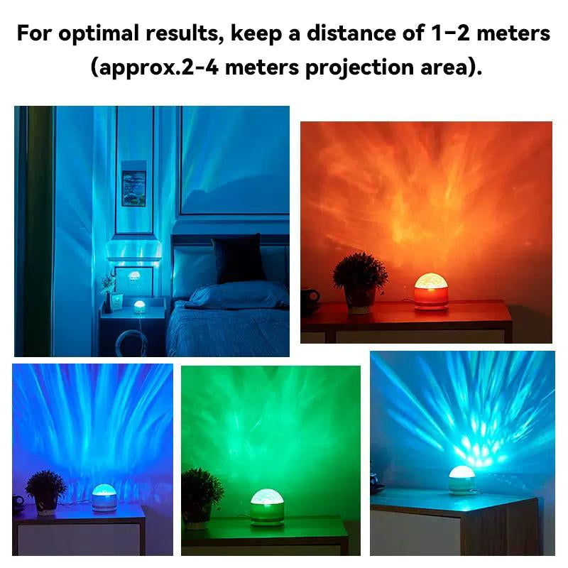 Ocean Wave and 3D Water Ripple Projector Light – 16-Color Round Lamp with Remote Control for Relaxation and Romantic Ambiance