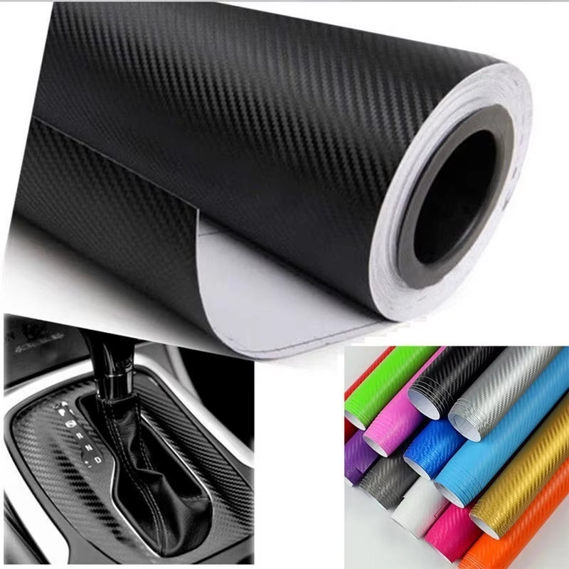 30Cmx127Cm 3D Carbon Fiber Car Stickers Roll Film Wrap Car Motorcycle DIY Styling Vinyl Black Colorful Decal