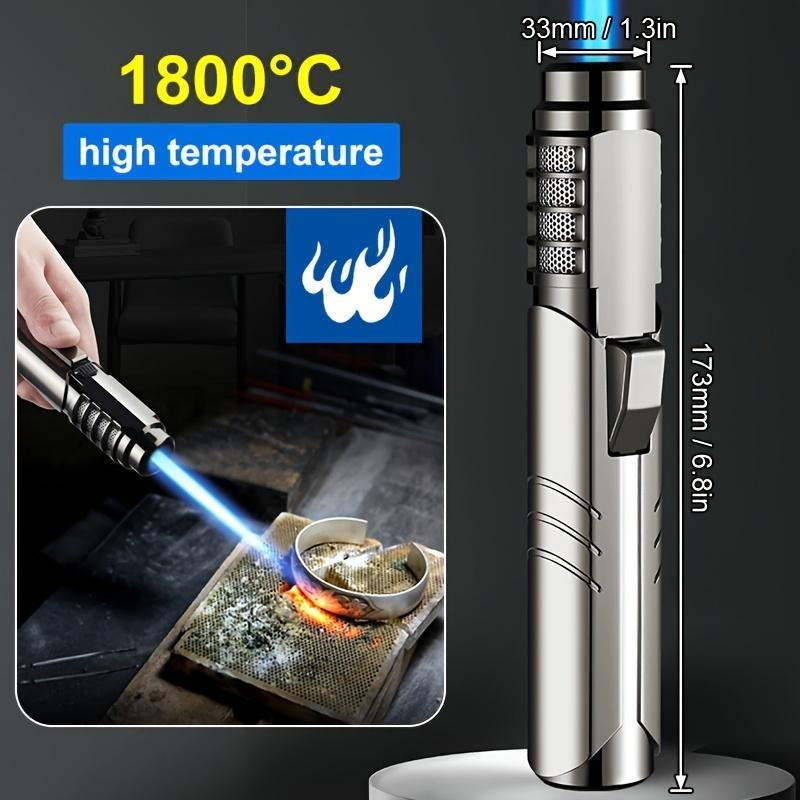 1800° High-Temperature Butane Gas Blowtorch Spray Gun - Windproof Jet Lighter for Kitchen and Outdoor Use, Ideal for Gifting