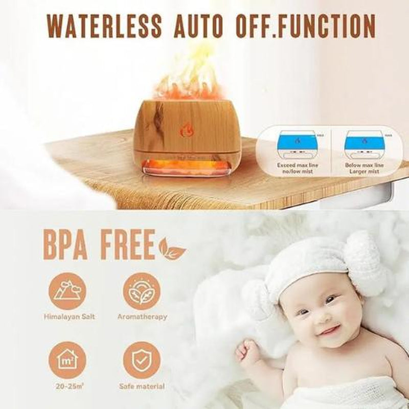 Aromatherapy Diffuser with Simulated Flame Design and Seven Color Options, USB-Powered Essential Oil Humidifier for Home Use