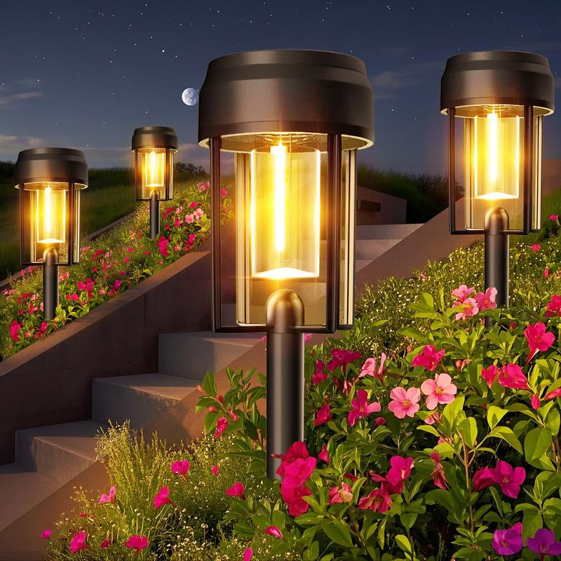 Nofibuk Enhanced Solar Pathway Lights - Bright, Automatic On/Off, Waterproof 3000K for Outdoor Gardens, Driveways, Walkways, Patios, Fences, and Holiday Lighting
