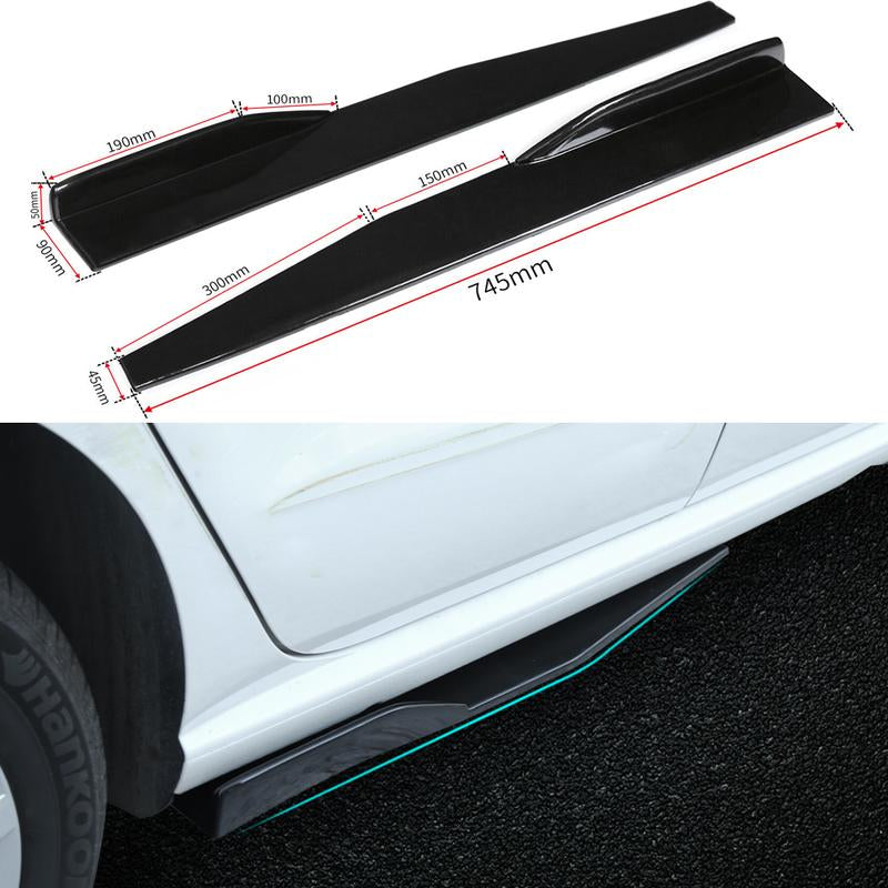 Car Front Bumper Lip Spoiler Kit with 74.5 cm Side Skirts, 35 cm Rear Bumper Lip, and Adjustable Splitter Rods