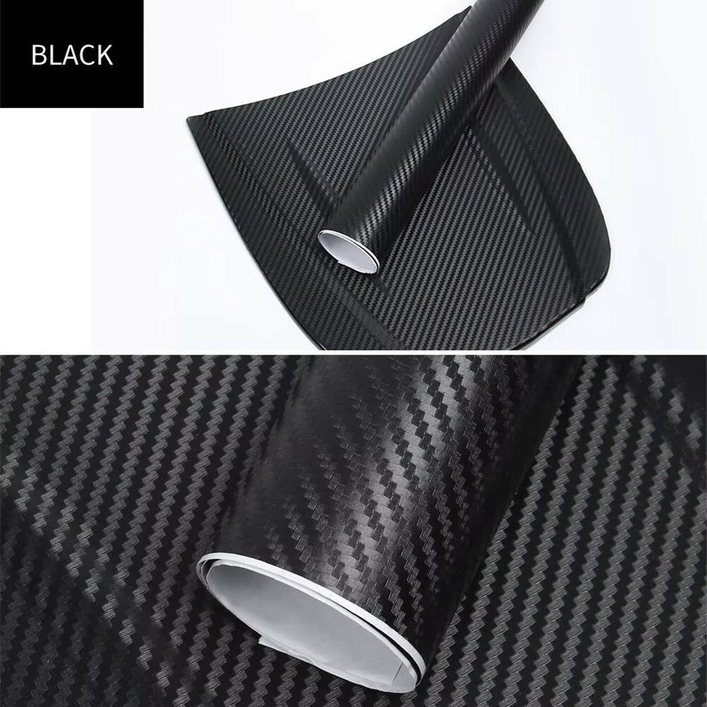 30Cmx127Cm 3D Carbon Fiber Car Stickers Roll Film Wrap Car Motorcycle DIY Styling Vinyl Black Colorful Decal