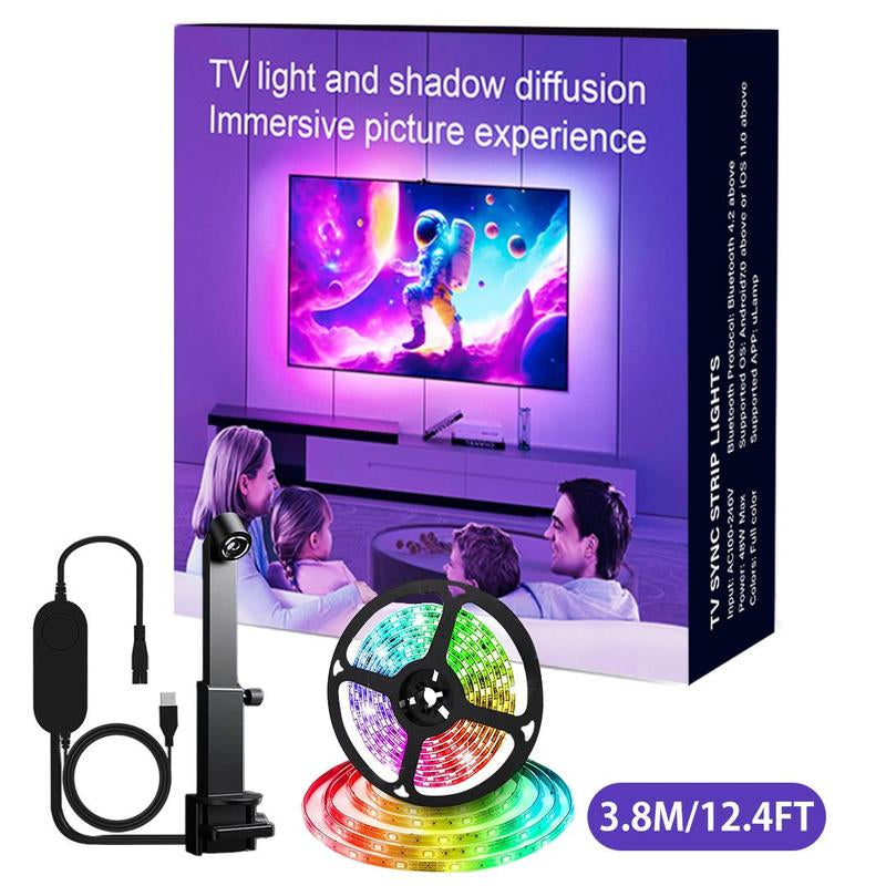 12.4FT USB-Powered LED Light Strip - Intelligent Ambient Backlighting for Home Entertainment and Living Areas