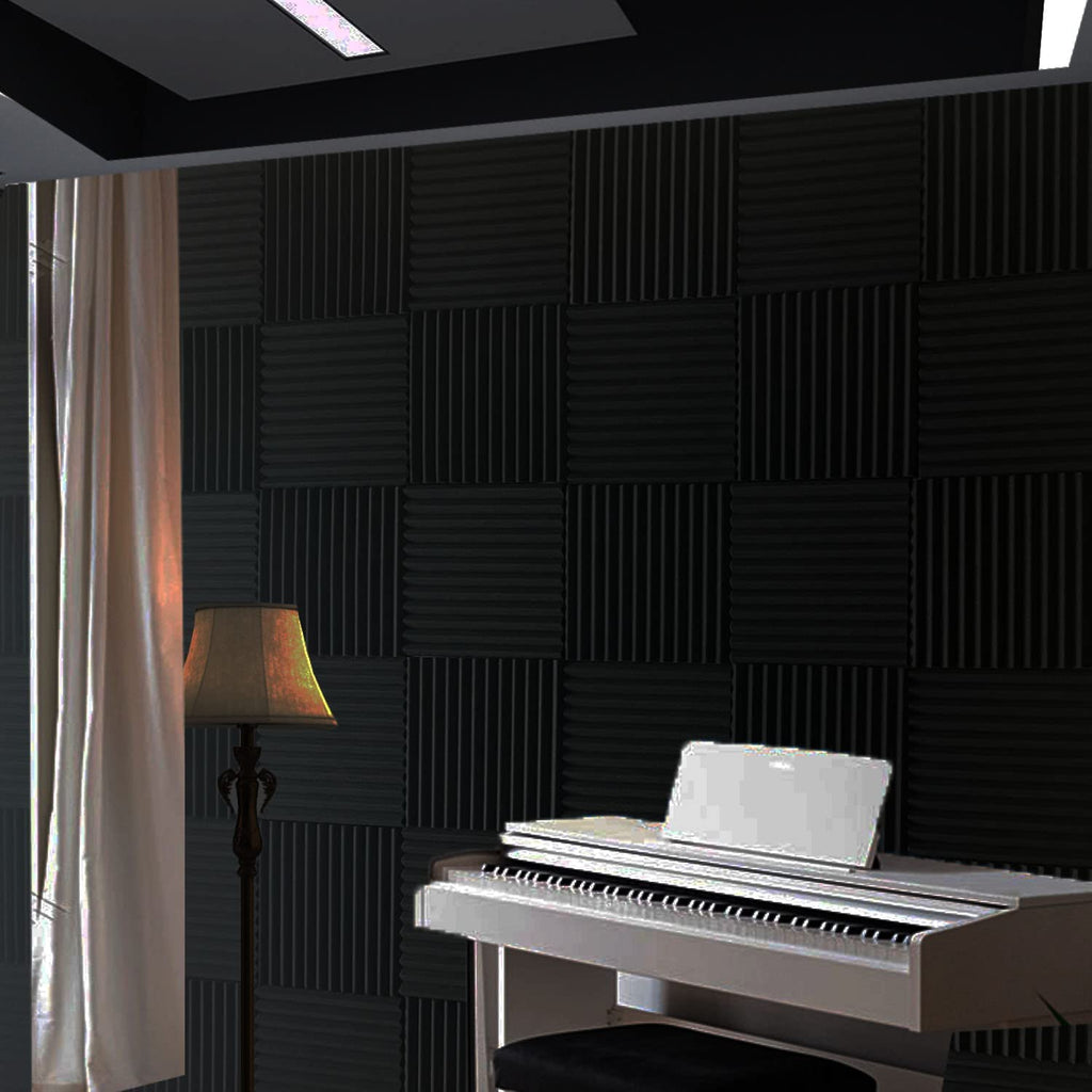 52-Pack Acoustic Foam Wedge Panels for Soundproofing, 12" x 12" x 1