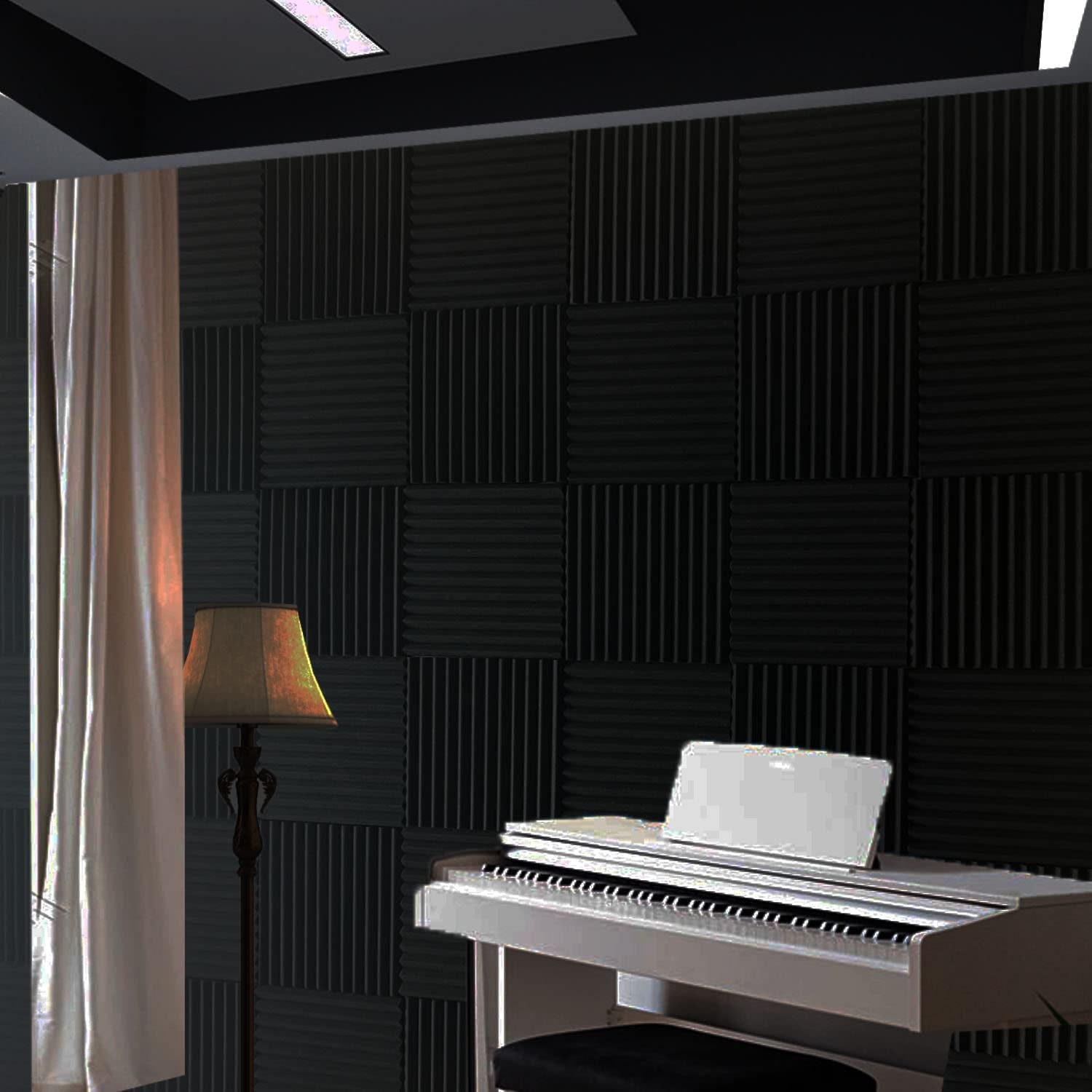 52-Pack Acoustic Foam Wedge Panels for Soundproofing, 12" x 12" x 1