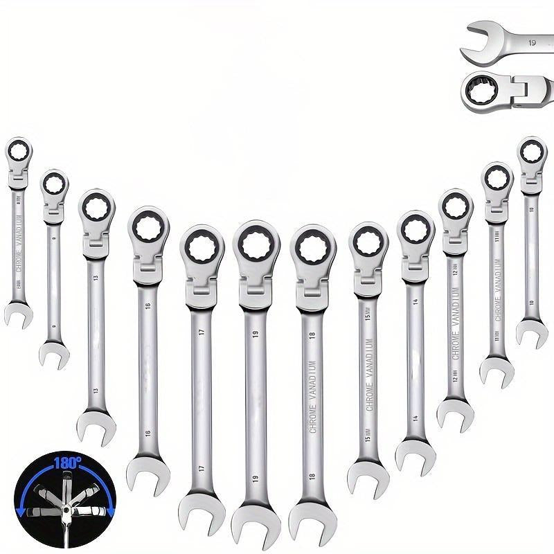72-Tooth Double-Head Ratchet Wrench, Versatile Flexible Spanner, Universal Mechanic Tool for Construction and Electrical Use