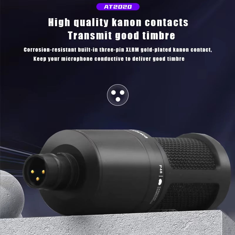 AT2020 Professional Cardioid Condenser Microphone for Vocal and Studio Live Recording
