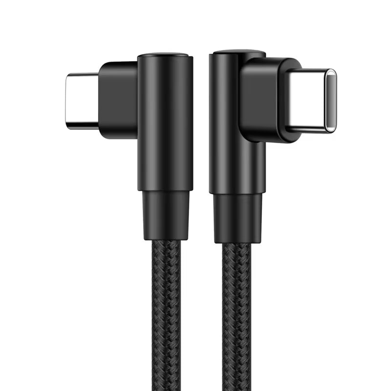 90 Degree Type-C Elbow Cables, 20V 3A 60W PD Fast Charging, Male to Male, Available in 20cm and 50cm Lengths