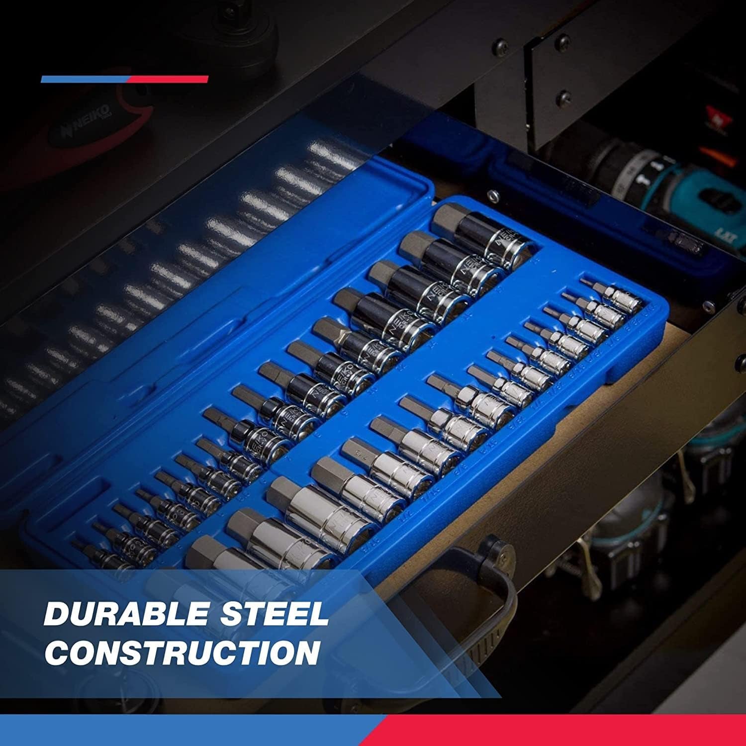 32-Piece Allen Hex Bit Socket Set, SAE and Metric, Made from S2 Steel