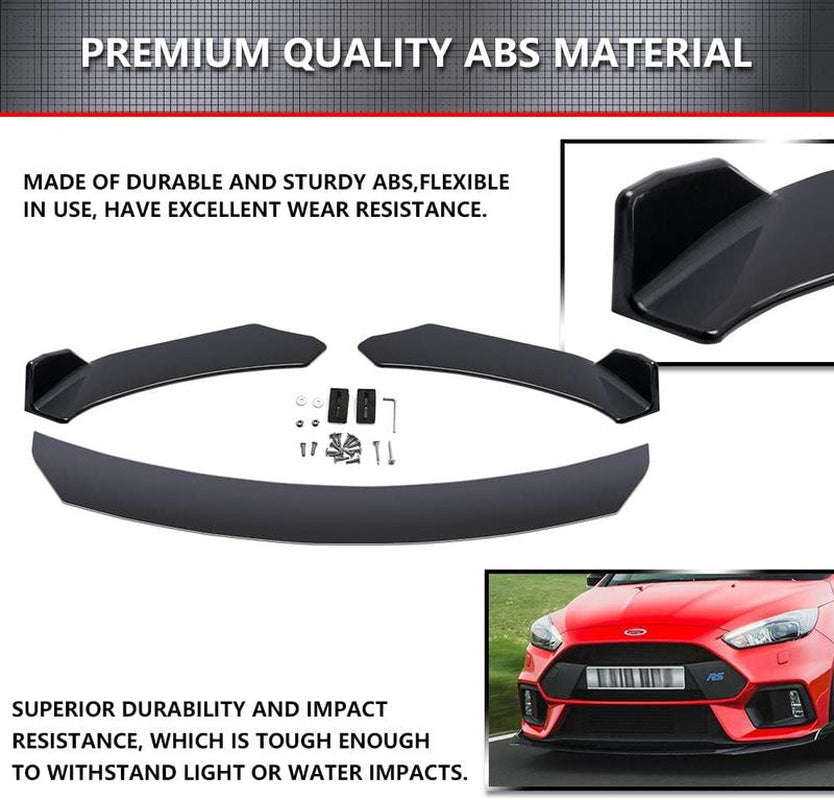 Car Front Bumper Lip Spoiler Kit with 74.5 cm Side Skirts, 35 cm Rear Bumper Lip, and Adjustable Splitter Rods