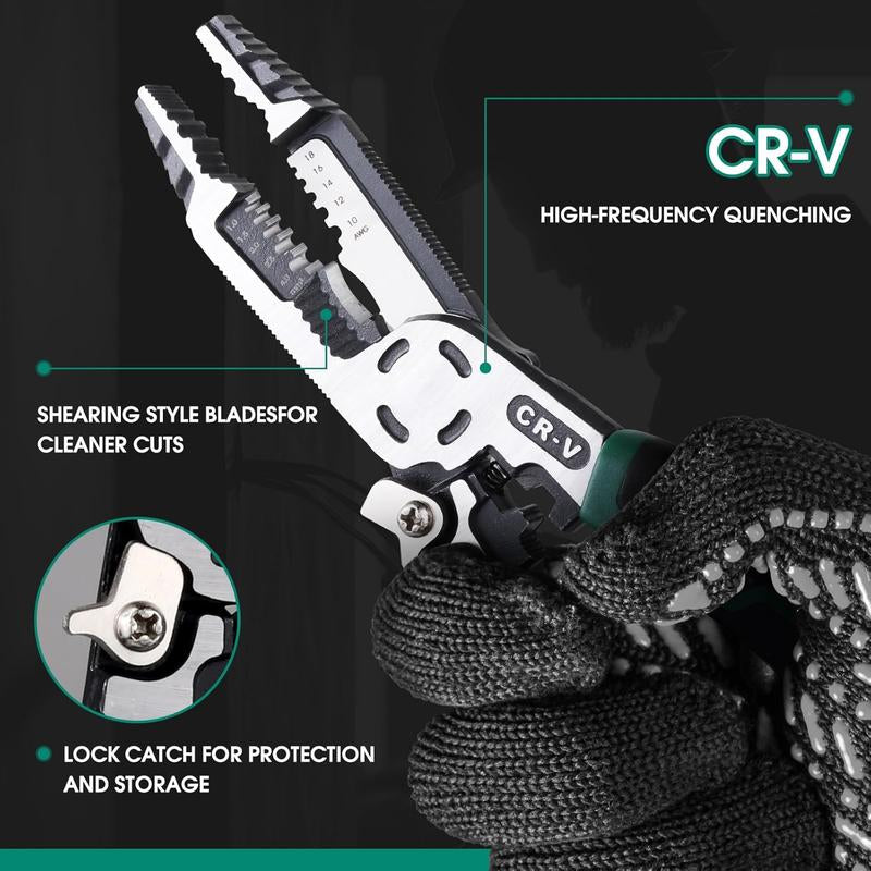 10-in-1 Multifunctional Wire Stripper Tool with Crimping and Cutting Pliers for Electrical Cables