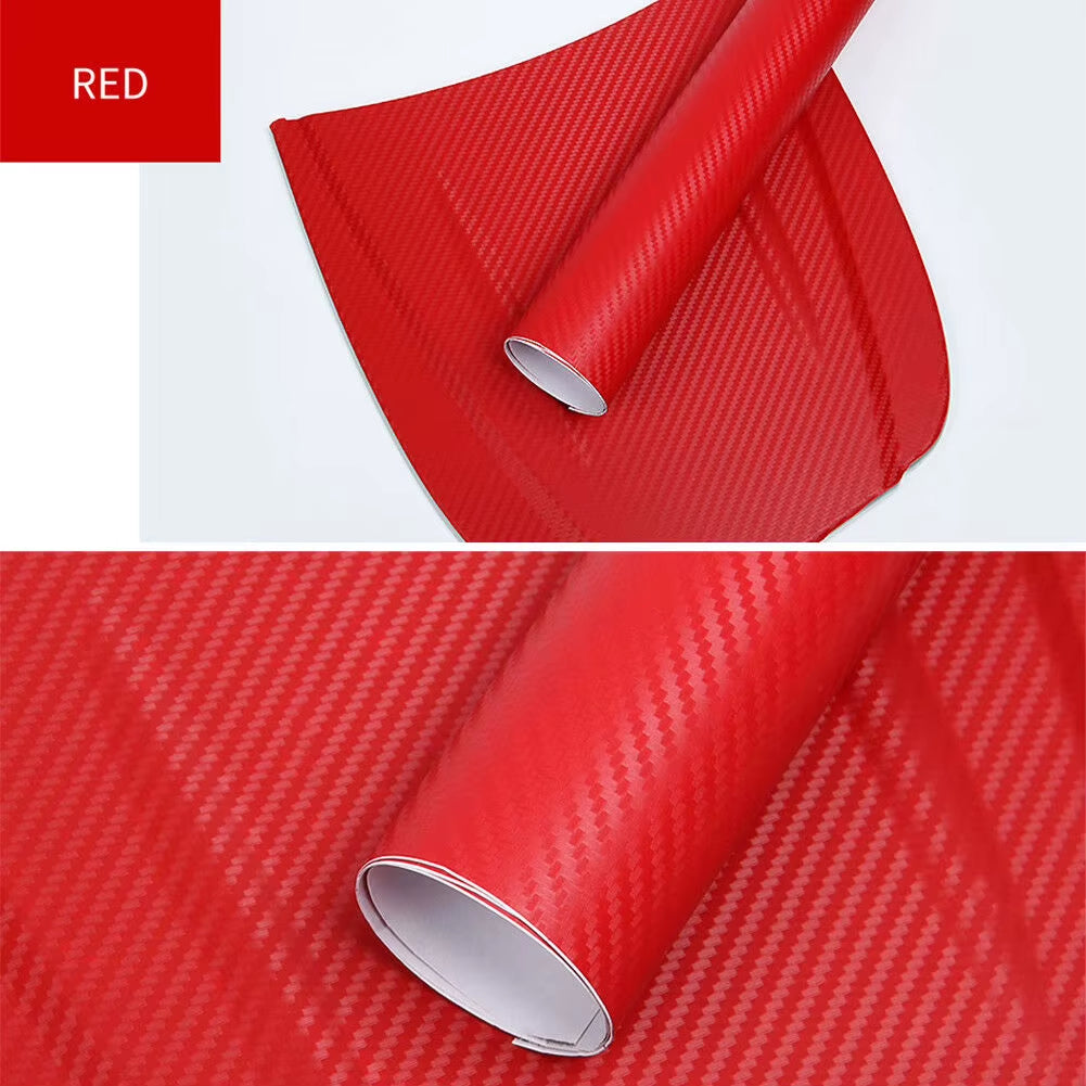 30Cmx127Cm 3D Carbon Fiber Car Stickers Roll Film Wrap Car Motorcycle DIY Styling Vinyl Black Colorful Decal