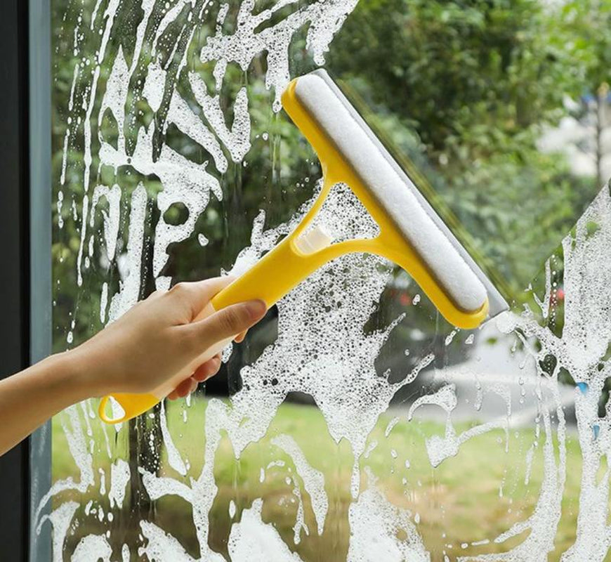 3-in-1 Streak-Free Glass Cleaner Squeegee with Integrated Sprayer - Ergonomic Window Cleaning Tool for Shower Glass