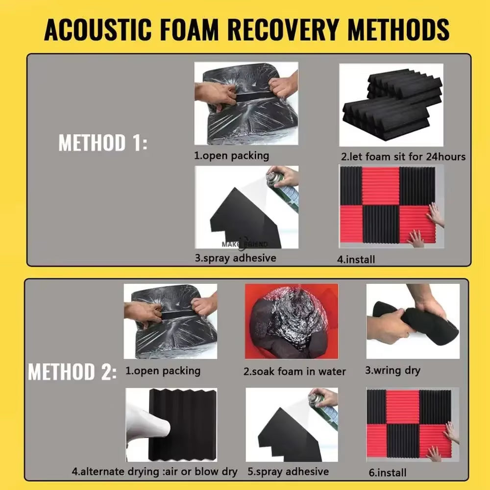 24-Pack 30x30x2.5 cm Studio Acoustic Foam Panels for Wall Insulation and Sound Absorption