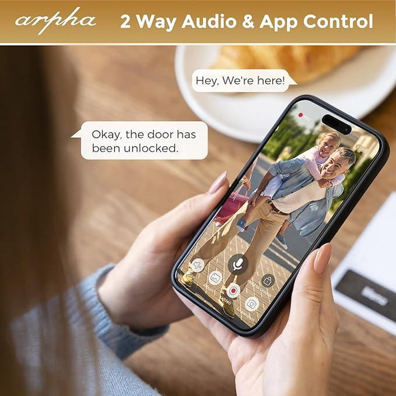 Arpha AL501 Wi-Fi Smart Door Lock with 5-in-1 Fingerprint Entry, Two-Way Audio, Dual Motion Sensors, App Remote Control, Keypad Access, and IP65 Waterproof Rating