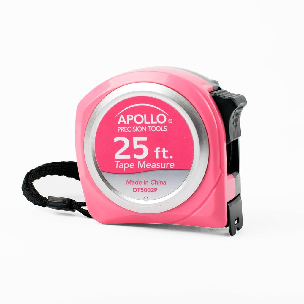 25-Foot Measuring Tape with Retractable Blade, Fraction Markings, 1-Inch Nylon Blade, 8-Foot Standout, Lock Button, and Belt Clip - Pink Ribbon Edition
