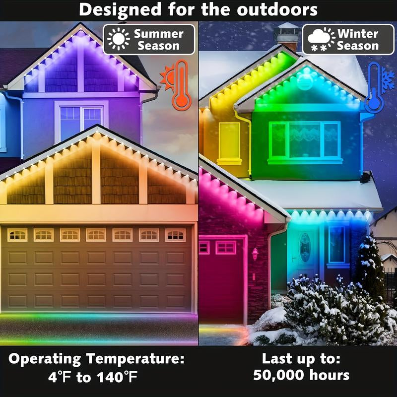 500 Feet, 250 Bulbs IP67 Waterproof RGB Outdoor LED Permanent Lighting System with App and Remote Control - Perfect for Events, Valentine's Day Decorations, Gardens, and Thoughtful Gifts - Mutovlin Patio Outdoor Lighting Solution