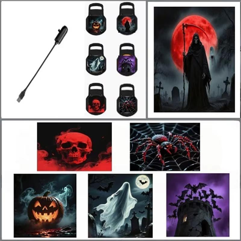 Joytutus L-705 USB-Powered LED Halloween Grim Reaper and Ghost Projector Lamp - Sound Activated Atmosphere Light for Room and Car Decor