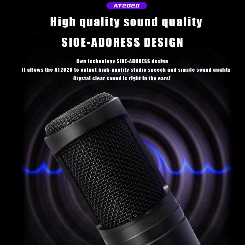 AT2020 Professional Cardioid Condenser Microphone for Vocal and Studio Live Recording
