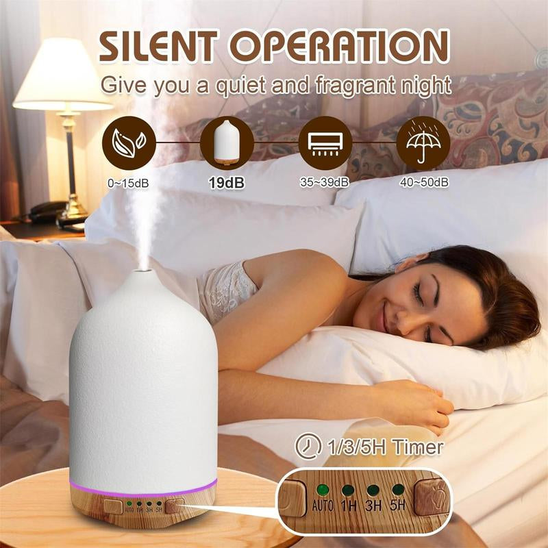 250ML Ultrasonic Ceramic Essential Oil Diffuser and Humidifier for Aromatherapy in Home and Office