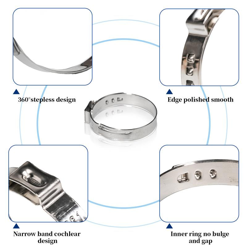 192 Professional Grade Single Ear Hose Clamps - 12 Sizes (5.3-33.1 mm) - Crimped 304 Stainless Steel - Ideal Gift for Dads