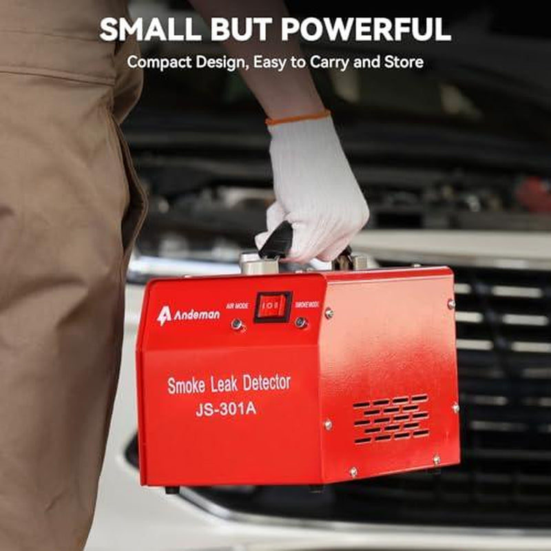 ANDEMAN Professional Automotive Smoke Machine with Integrated Pressure Gauge and Built-In Air Pump for Evaporative Leak Detection and Diagnostic Testing of Pipe Systems