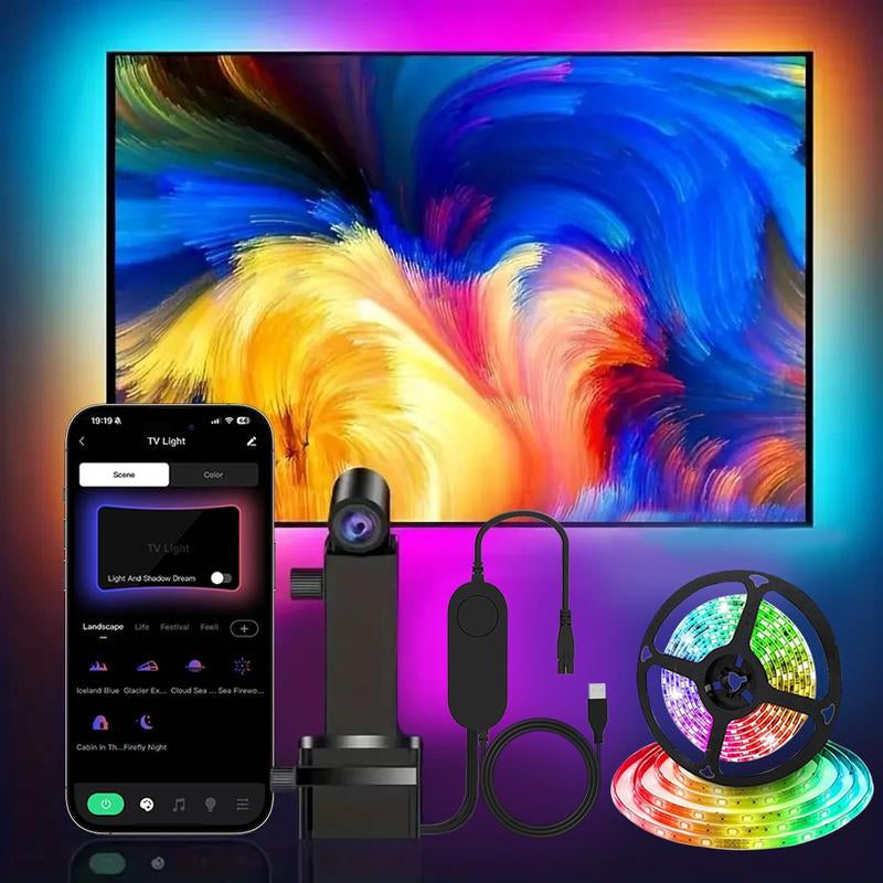 12.4FT USB-Powered LED Light Strip - Intelligent Ambient Backlighting for Home Entertainment and Living Areas