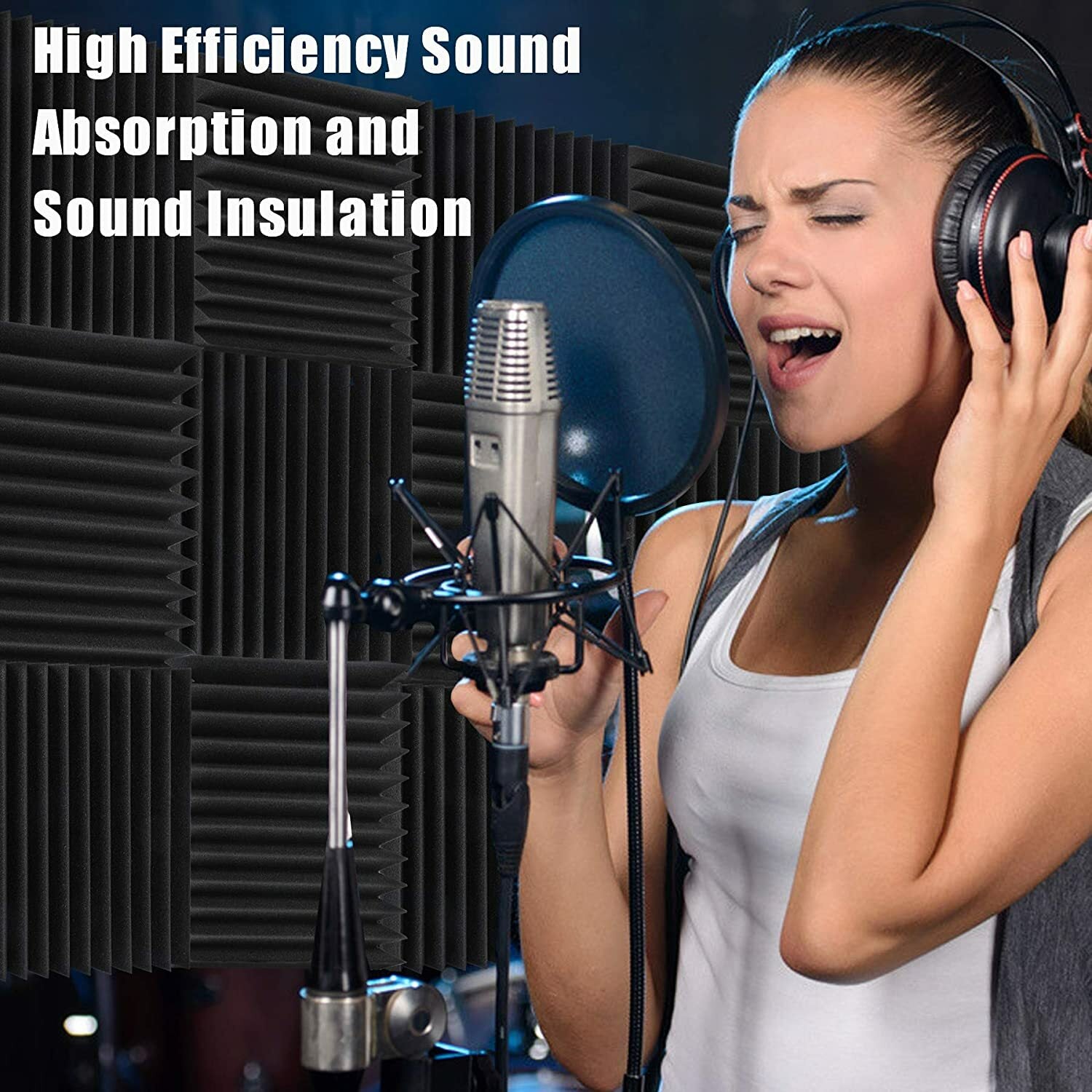 12-Inch Acoustic Foam Wedge Panels for Enhanced Soundproofing and Insulation