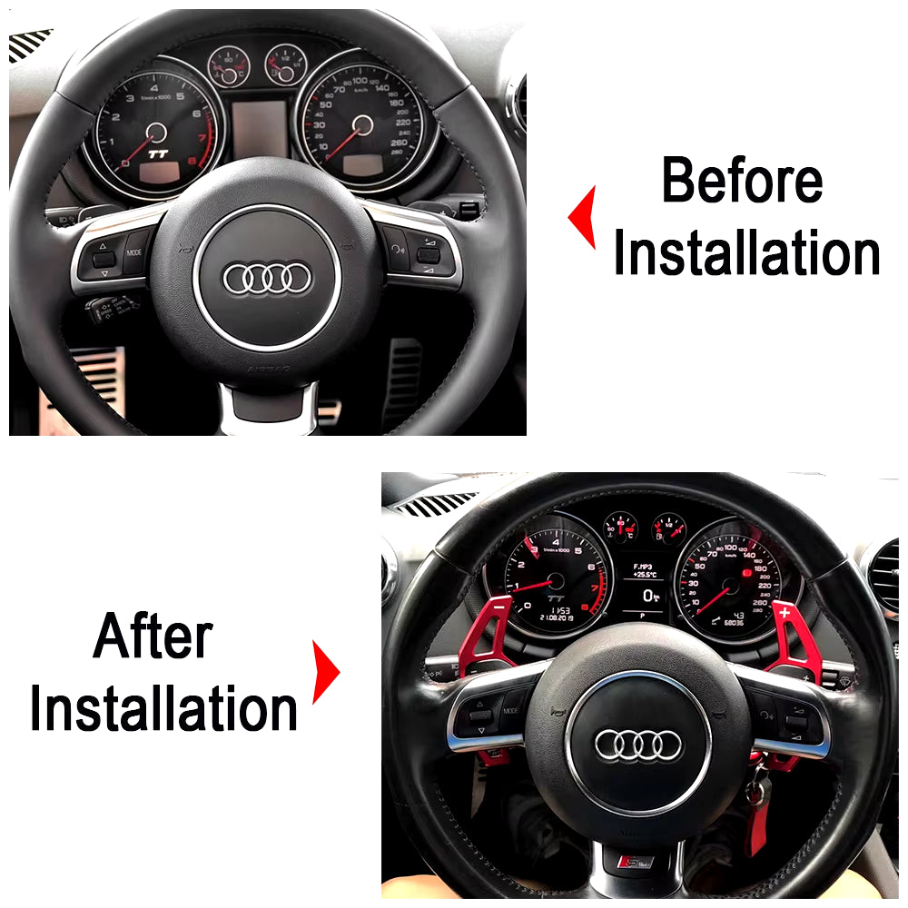 Audi Paddle Shifters for A4 B8, A3 8P, S3, A5, A6, S6 C6, Q5, A8, R8, TT, TTS MK2 8J, and Avant - DSG Styling Steering Wheel Extensions