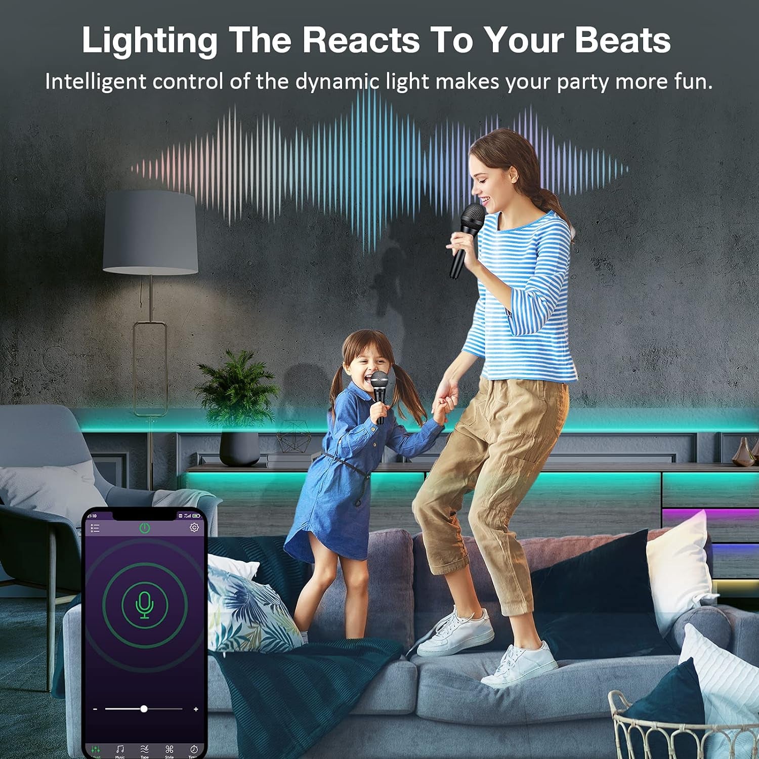 100 Ft Ultra Long 5050 RGB LED Strip Lights with Smart Music Sync, Bluetooth App & Remote Control for Bedroom, Party, Christmas, and Kitchen Use