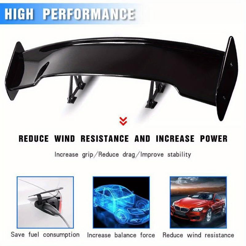 46.4-Inch GT GTR Style Adjustable Rear Sport Spoiler - Universal Racing Wing for Sedans, Available in Glossy Black or Carbon Finish, Trunk Lip Air Deflector, Automotive Tuning Accessory, Perfect for Holiday Gifting