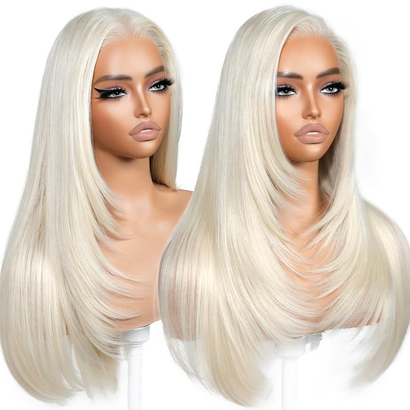 Brownbomb 13X6 Glueless Lace Front Layered Wig - 26 Inch Pre-Plucked Synthetic Hair, 220% Density with Bangs for Effortless Daily and Special Occasion Wear