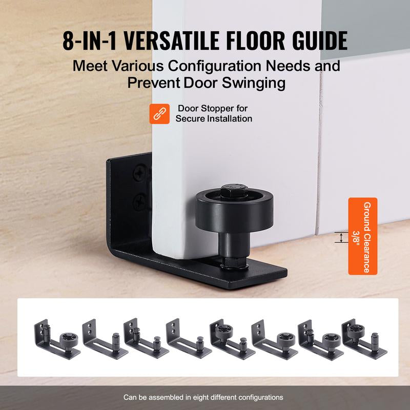 VEVOR 32" x 84" Wood and Frosted Glass Sliding Barn Door Kit with 8-In-1 Floor Guide and Handle, Smooth and Quiet Operation