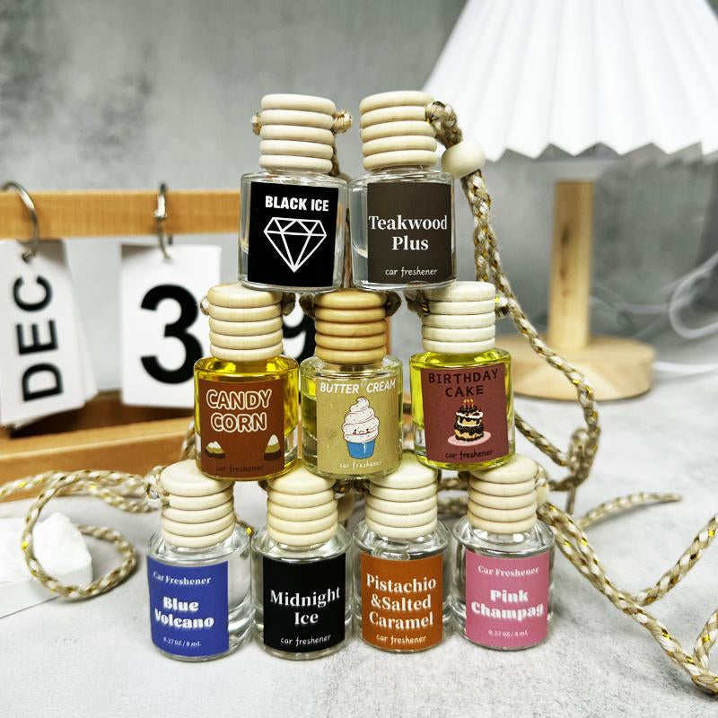 Car Air Freshener Hanging Diffuser - 8ml Natural Fruit Fragrance Oil for Automotive Use and Gifting