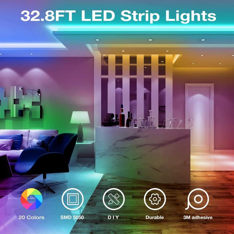 32.8 Feet LED Strip Light Kit with Remote Control and Power Supply - Color Changing, Featuring Two 16.4 Feet Rolls