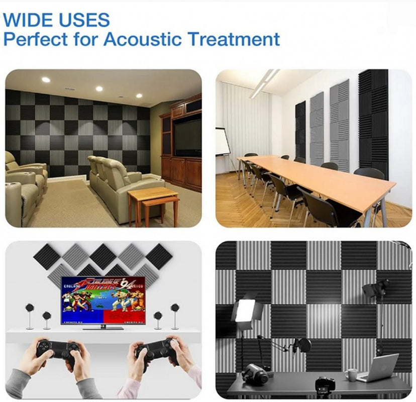 12-Inch Acoustic Foam Wedge Panels for Enhanced Soundproofing and Insulation