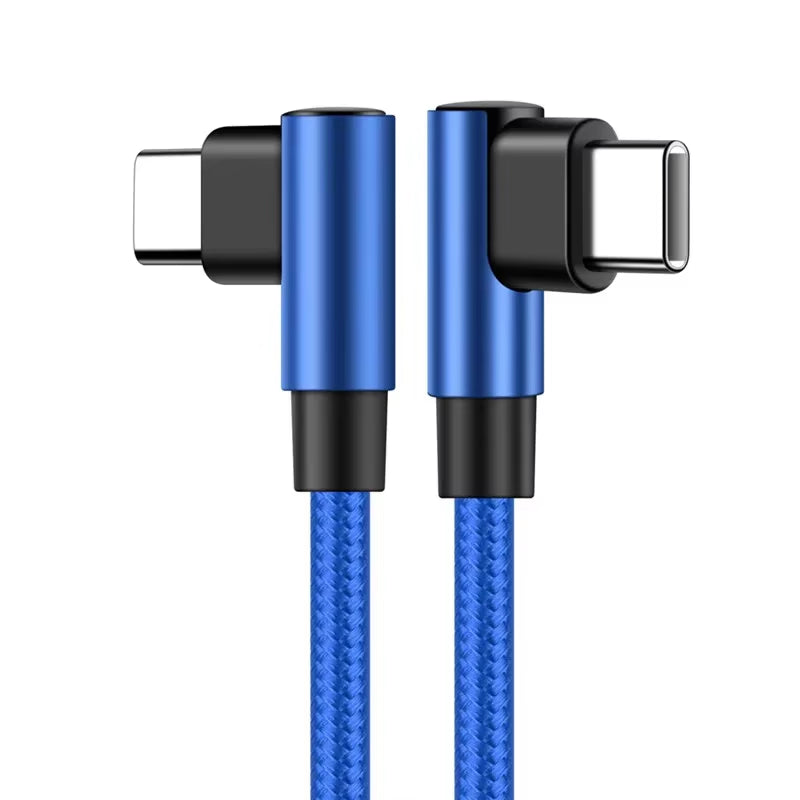 90 Degree Type-C Elbow Cables, 20V 3A 60W PD Fast Charging, Male to Male, Available in 20cm and 50cm Lengths