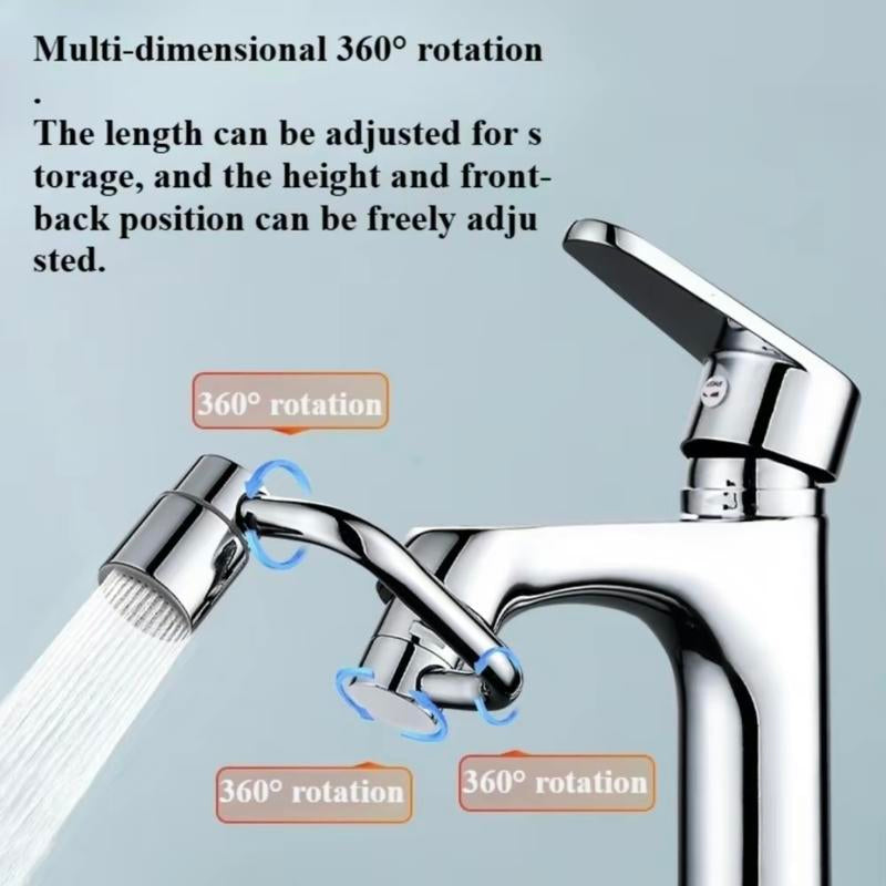 1440° Rotatable Faucet Aerator Extension - Versatile Swivel Sprayer Attachment for Kitchen and Bathroom Sinks with Dual Mode Splash (1 Piece)