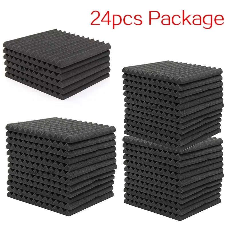24-Pack 30x30x2.5 cm Studio Acoustic Foam Panels for Wall Insulation and Sound Absorption